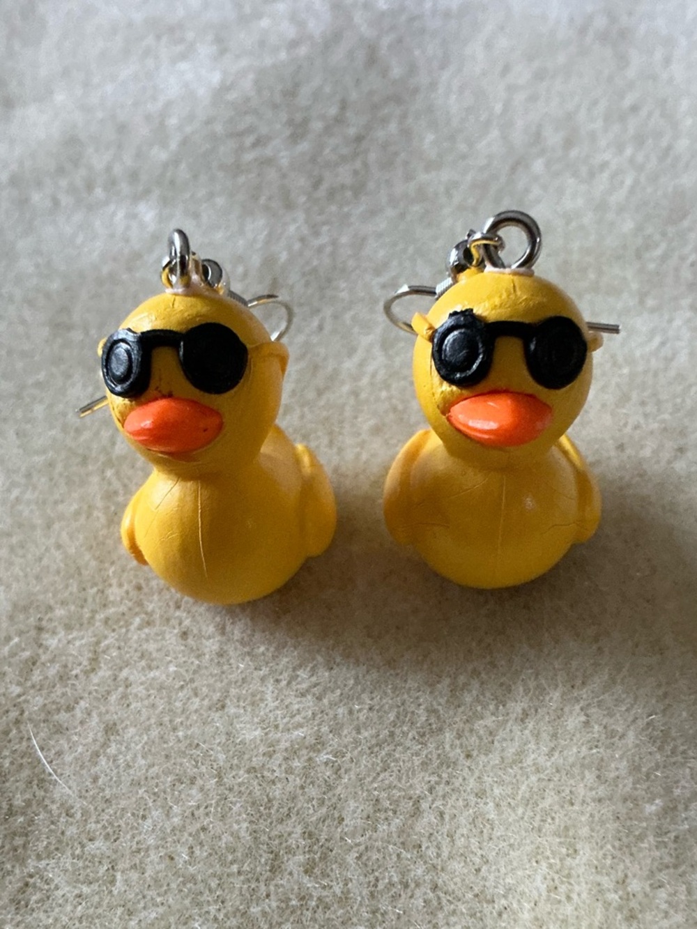 Yellow Rubber Duck Earring Pair with Sunglasses - Kids Accessories